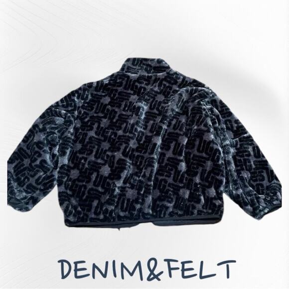 UGG Women’s Marlene Monogram Sherpa Jacket | Color: Black/Grey NRW/NWT!!🖤🩶🖤🩶 - Picture 7 of 8